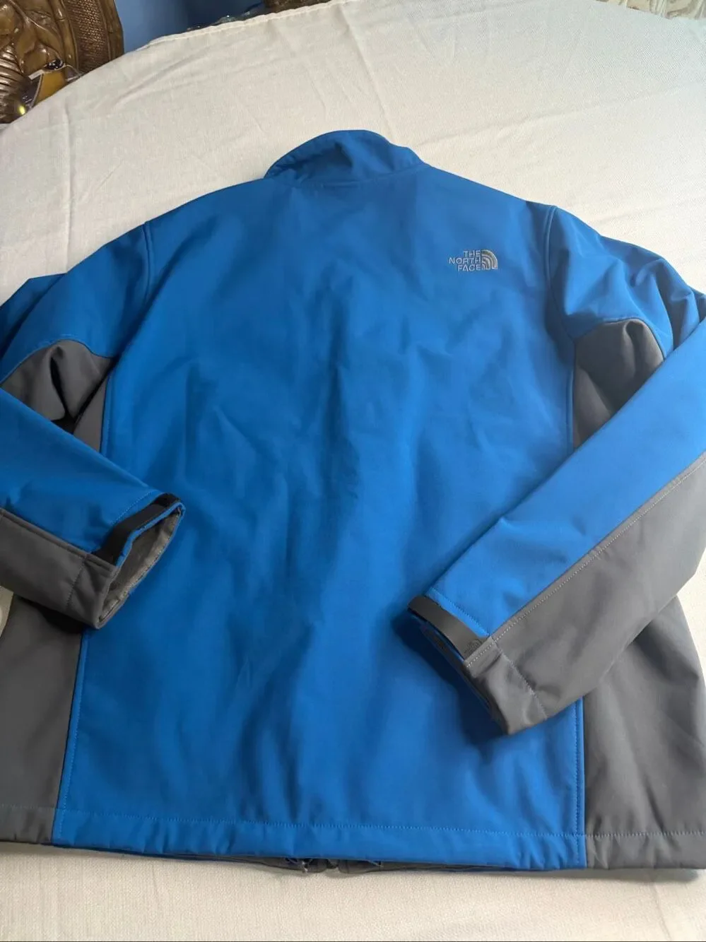 The North Face Blue Gray Soft Shell Full Zip Jacket Windbreaker Size XL